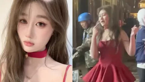 武汉红裙女子