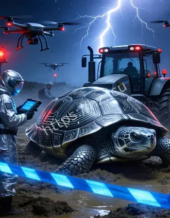 清淤挖出拖拉机大小的巨鳖