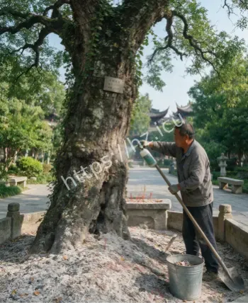 百年槐树月圆渗血色树汁